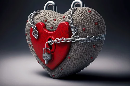 איור של לב תלת מימד נעול
